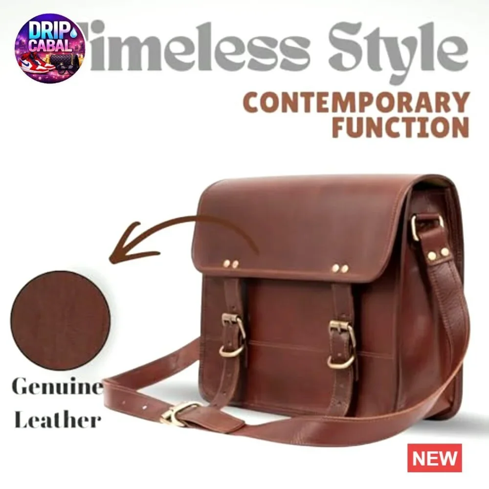 Genuine Leather Messenger Bag Vintage Satchel Crossbody Unisex